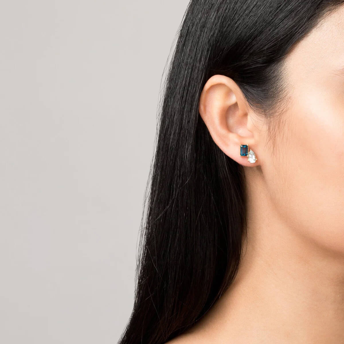 Toi et moi gemstone vintage earring