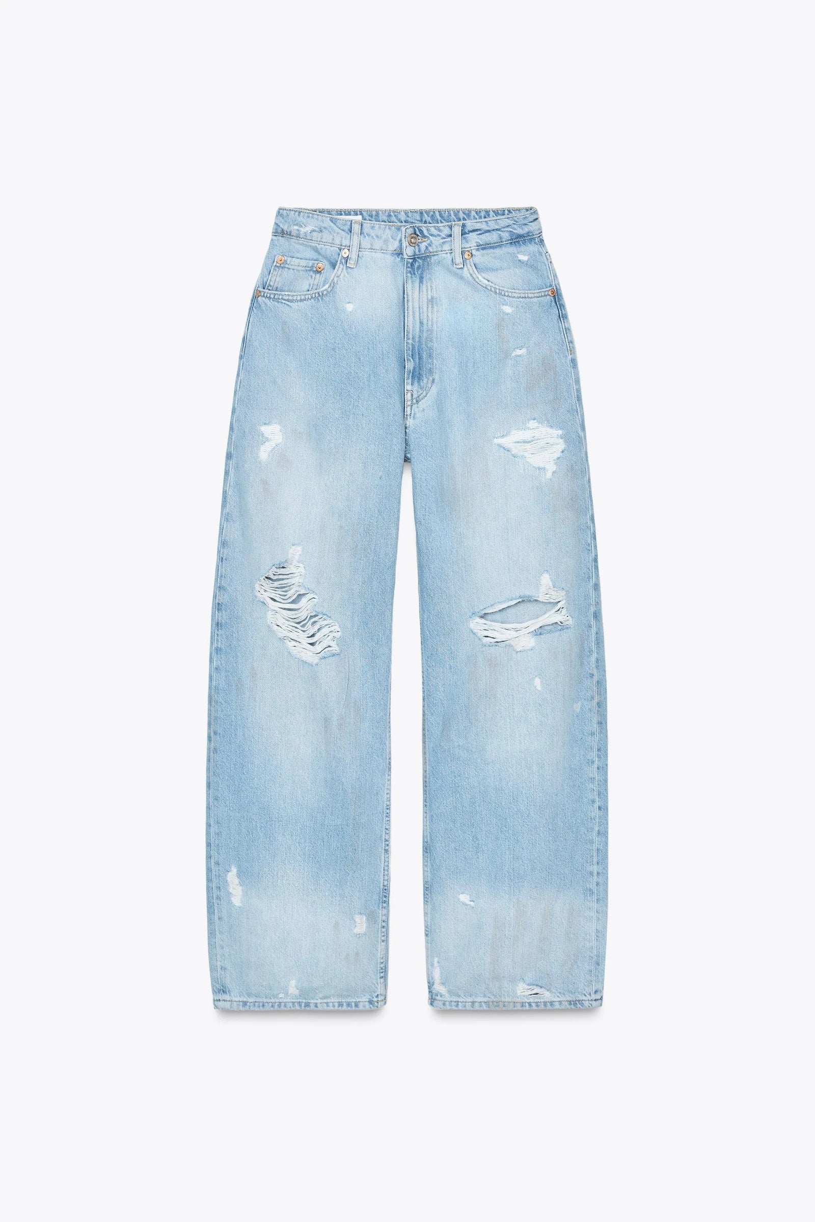 Trf ripped baggy mid-waist jeans