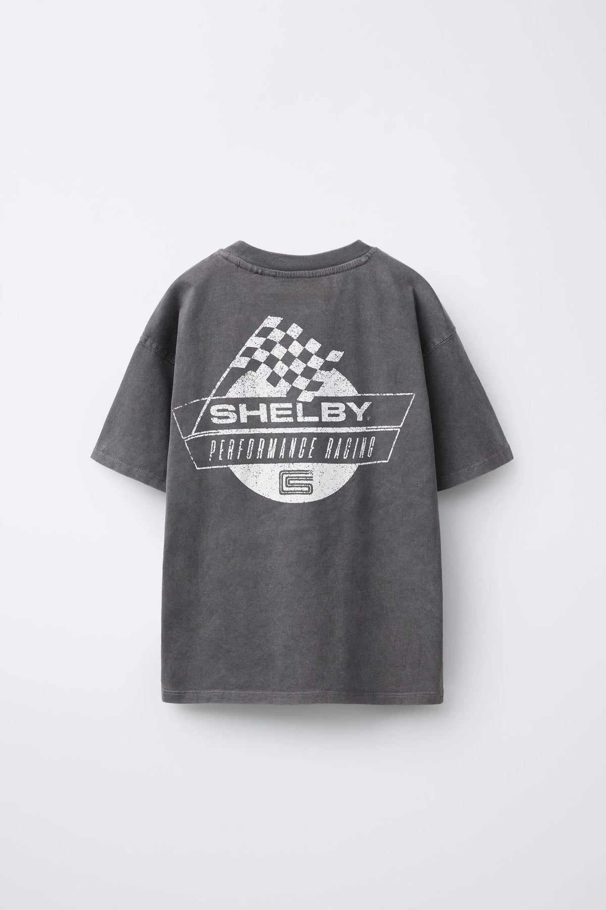 Faded-effect slogan print T-shirt