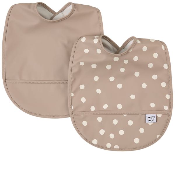 2-Pack dots bibs taupe