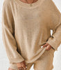 Round neck dropped shoulder sweater and drawstring pants set