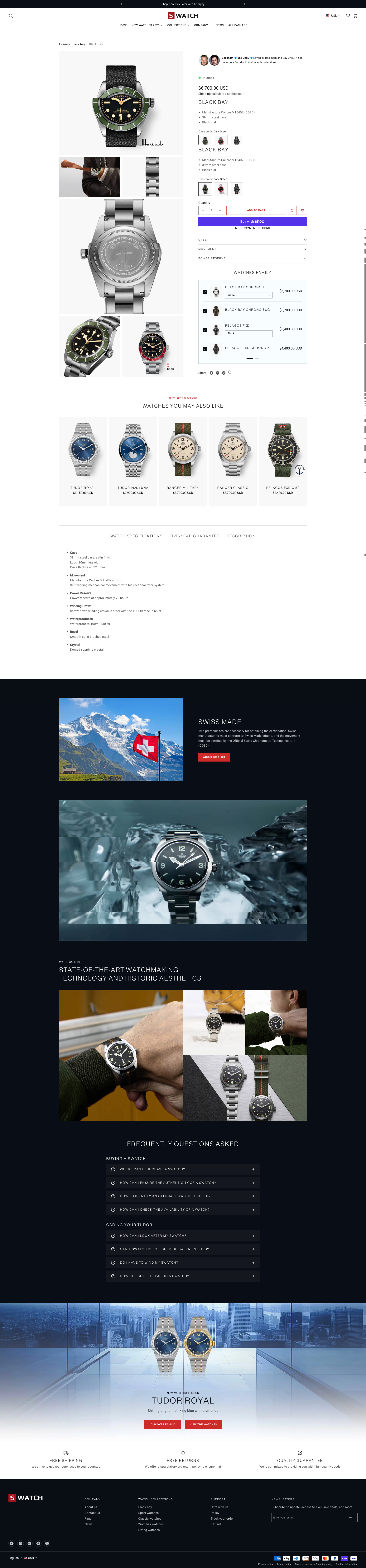 Swiss watch - Product page