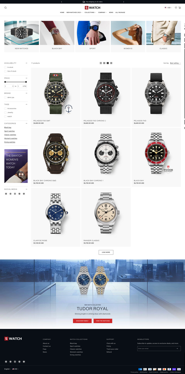 Swiss watch - Collection page