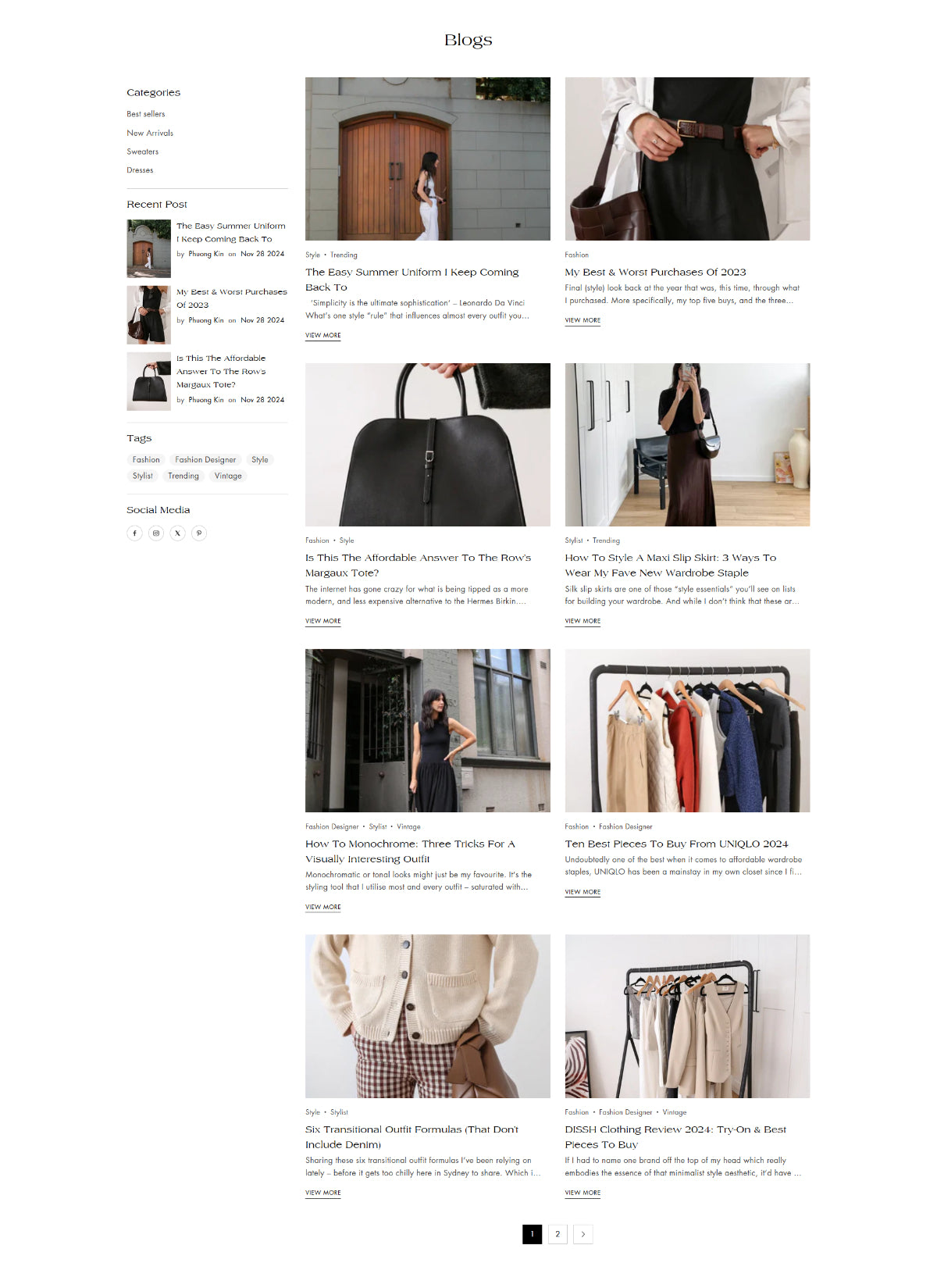 Clothing 1 - Blogs page