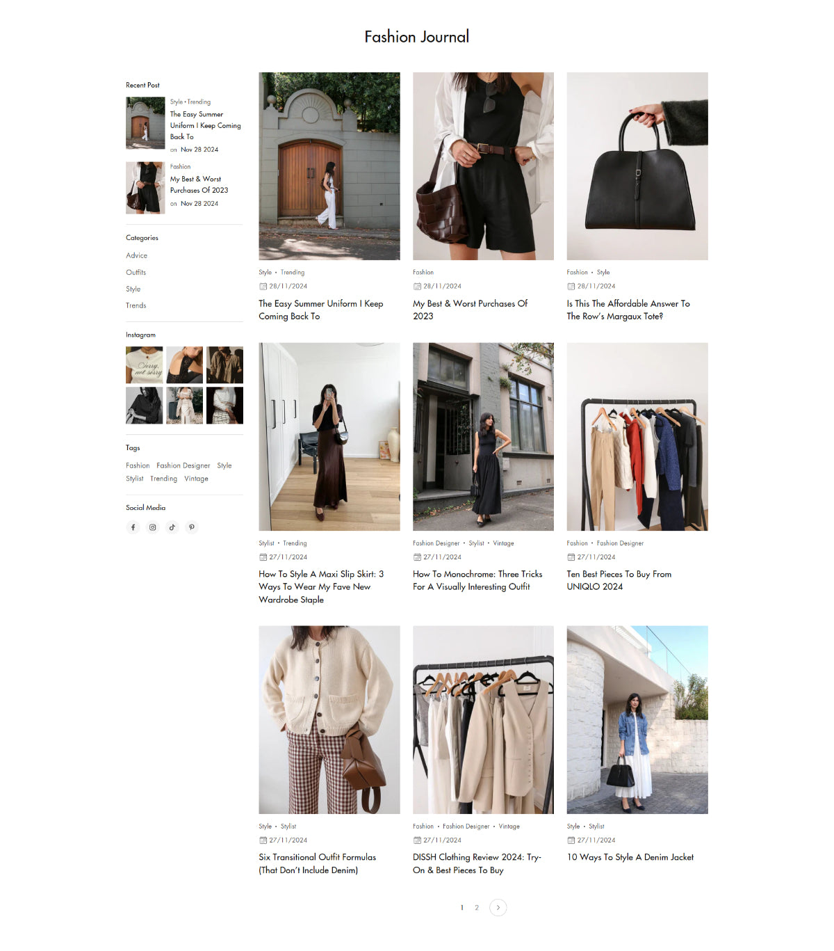 Clothing 2 - Blogs page