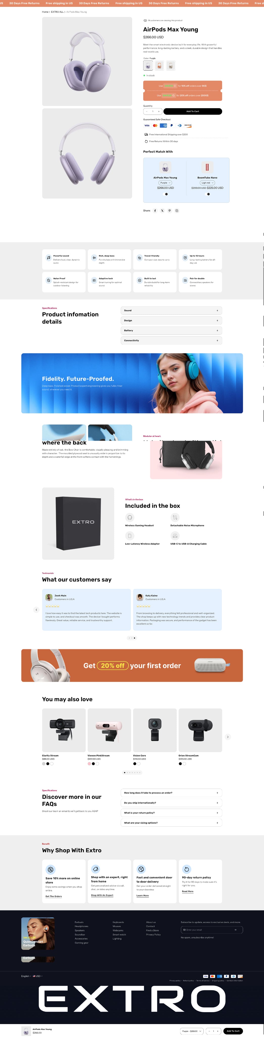 Extro - Product page