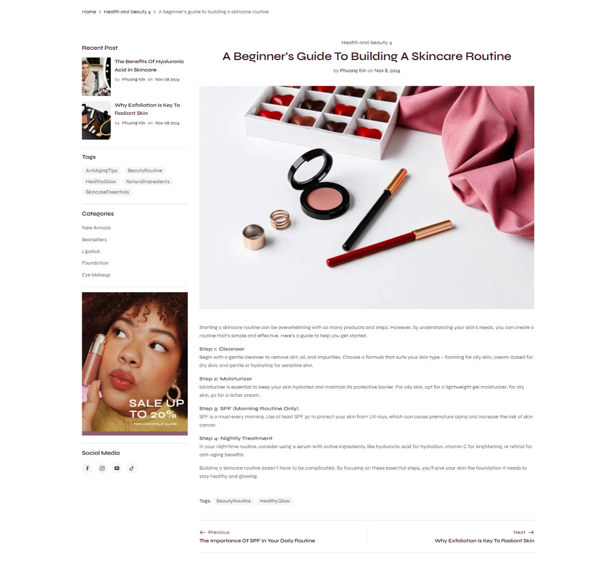 Health and beauty 4 - Blog posts page