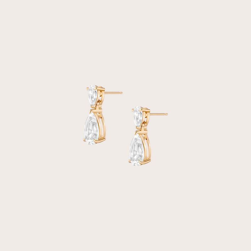 White sapphire pear drop earrings