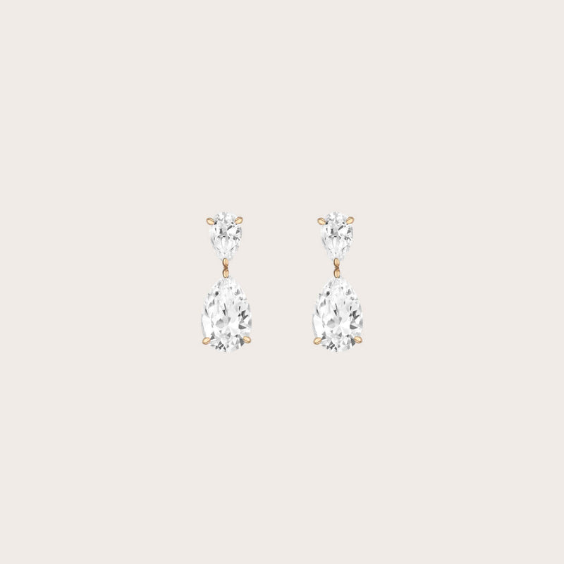 White sapphire pear drop earrings