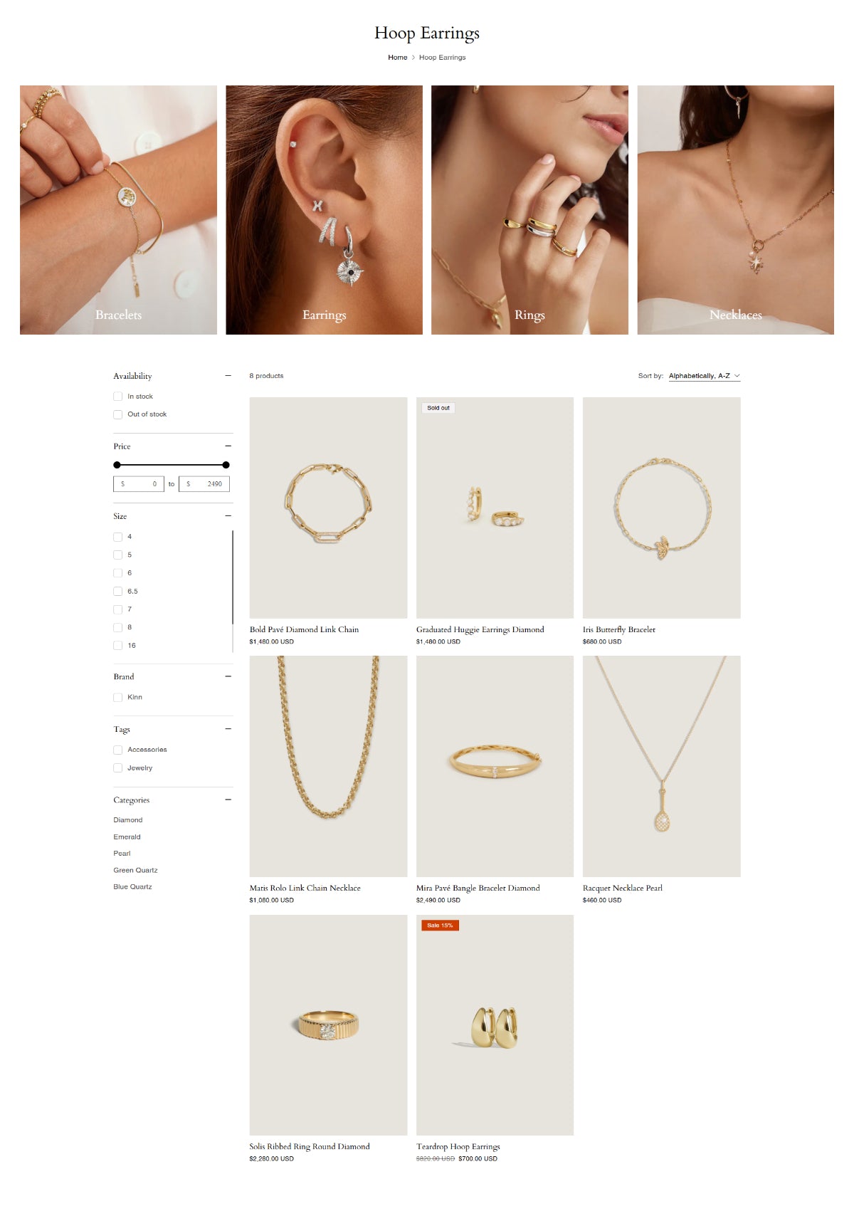 Jewelry and accessories 2 - Collection page