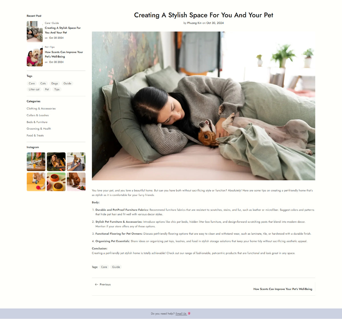 Pet supplies 2 - Blog posts page