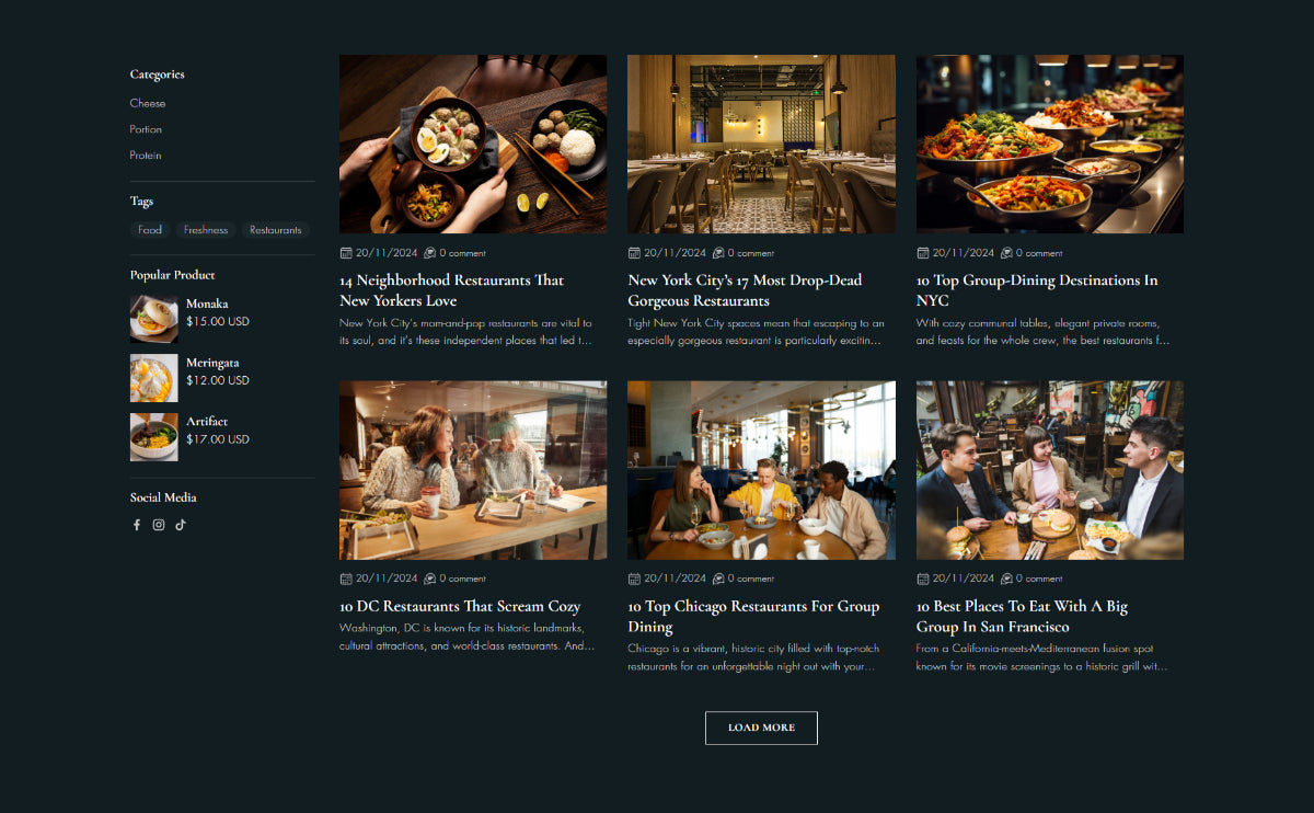 Restaurants 1 - Blogs page