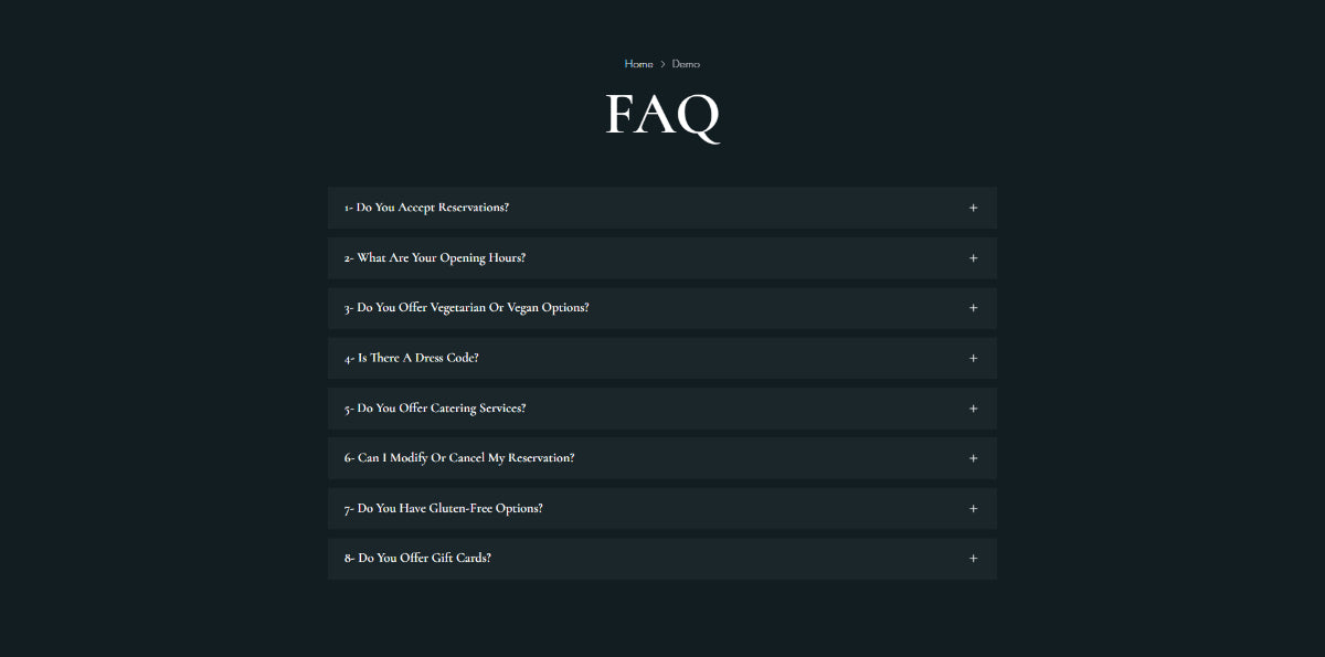 Restaurants 1 - FAQs