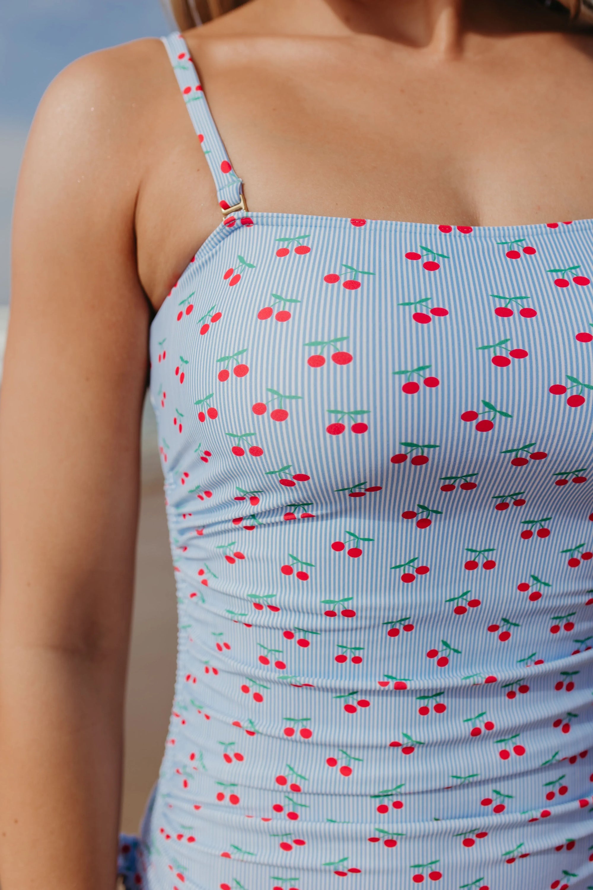 Bandeau one piece in cherry charm