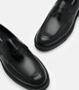 Icon Loop Leather Penny Round Toe Loafers - Black