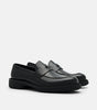 Icon Loop Leather Penny Round Toe Loafers - Black