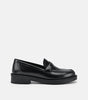 Icon Loop Leather Penny Round Toe Loafers - Black