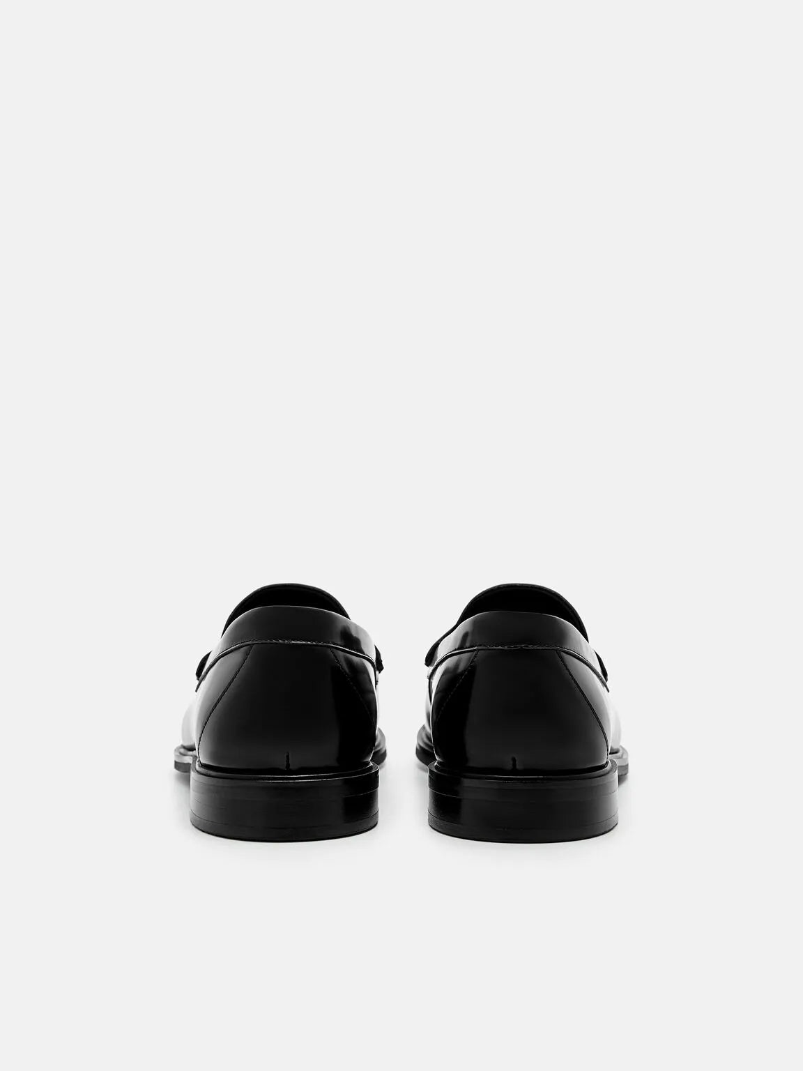 Icon Loop Leather Penny Round Toe Loafers - Black