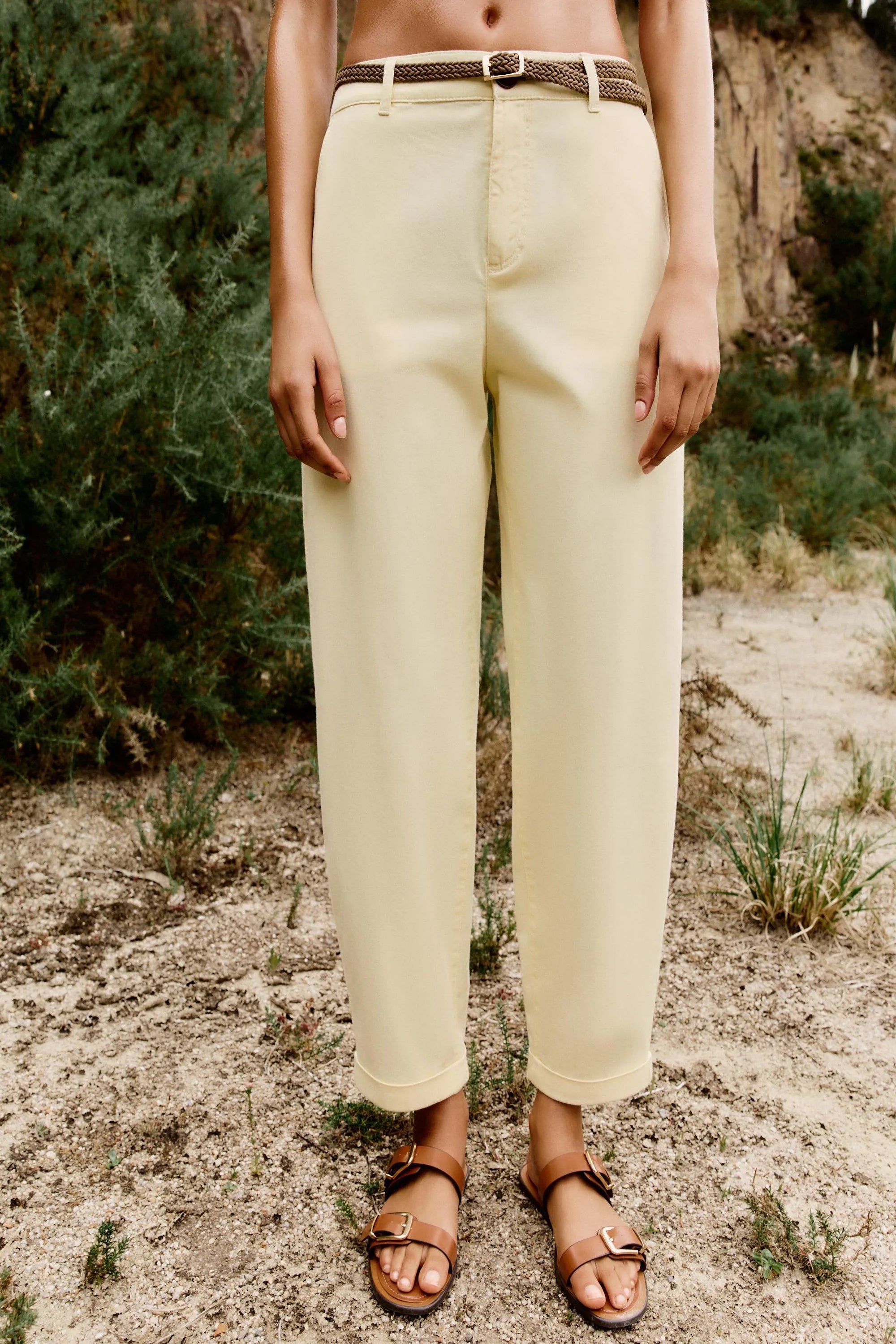 Chino trousers with braided belt