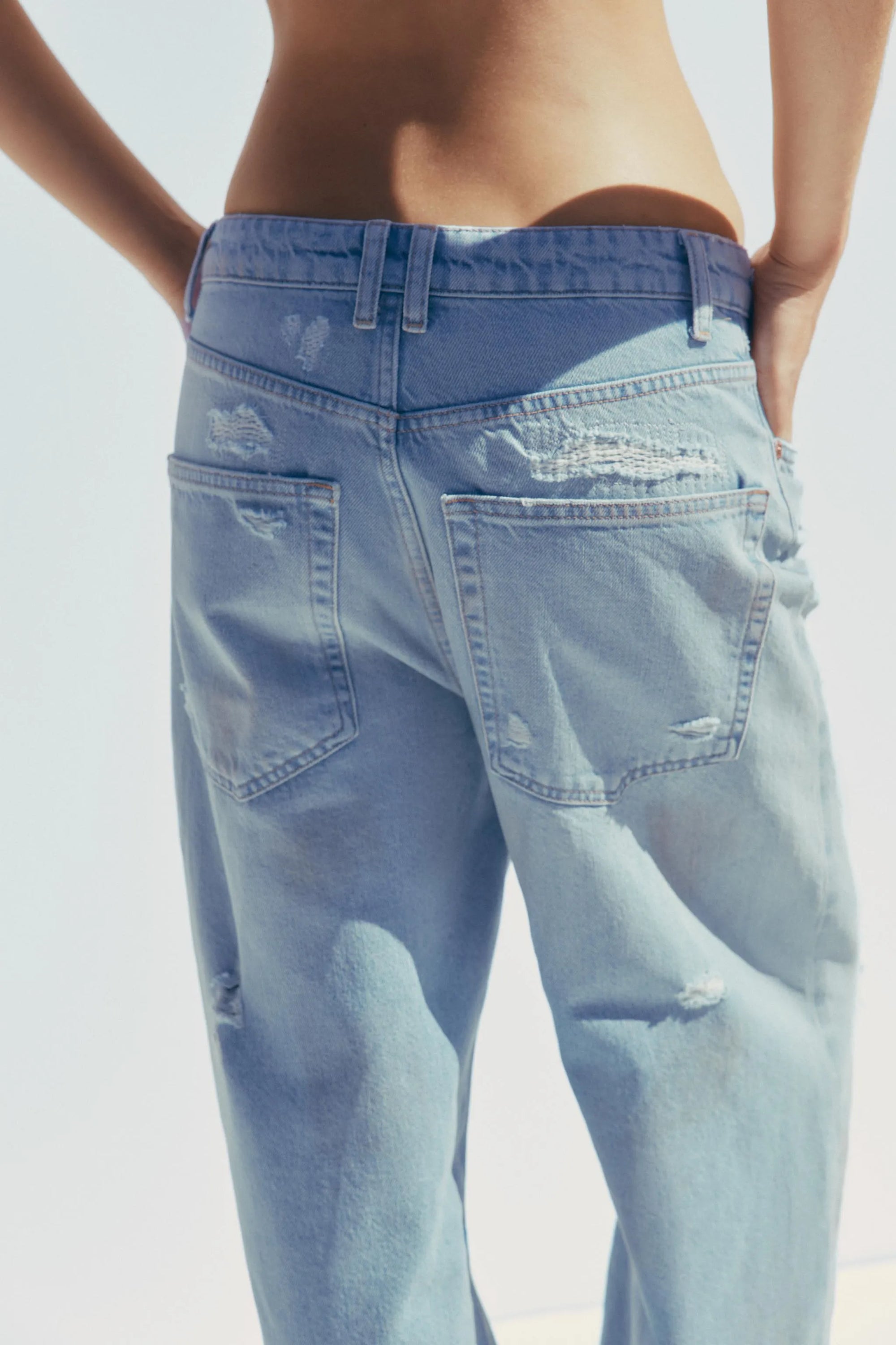 Trf ripped baggy mid-waist jeans