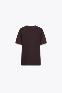 Plain knit short sleeve top