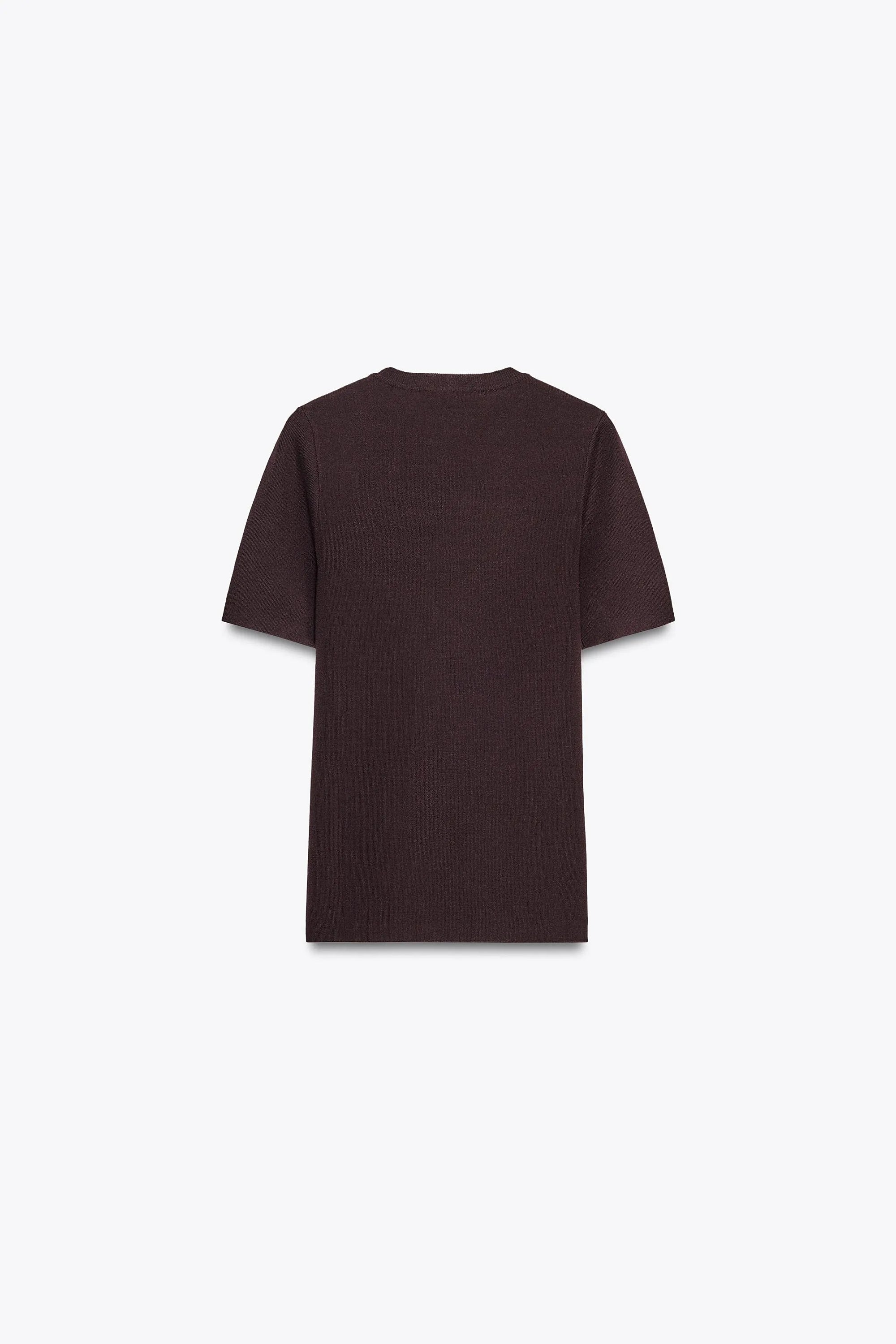 Plain knit short sleeve top