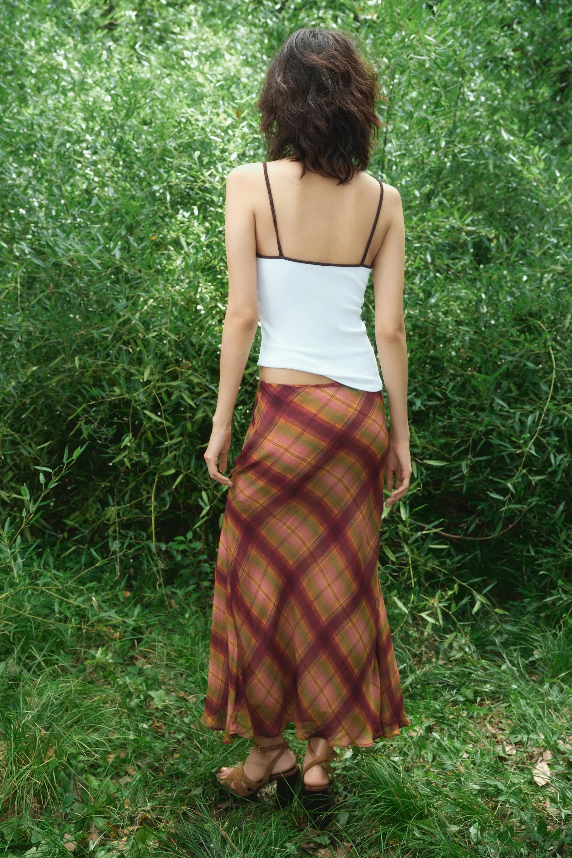 Plaid long skirt