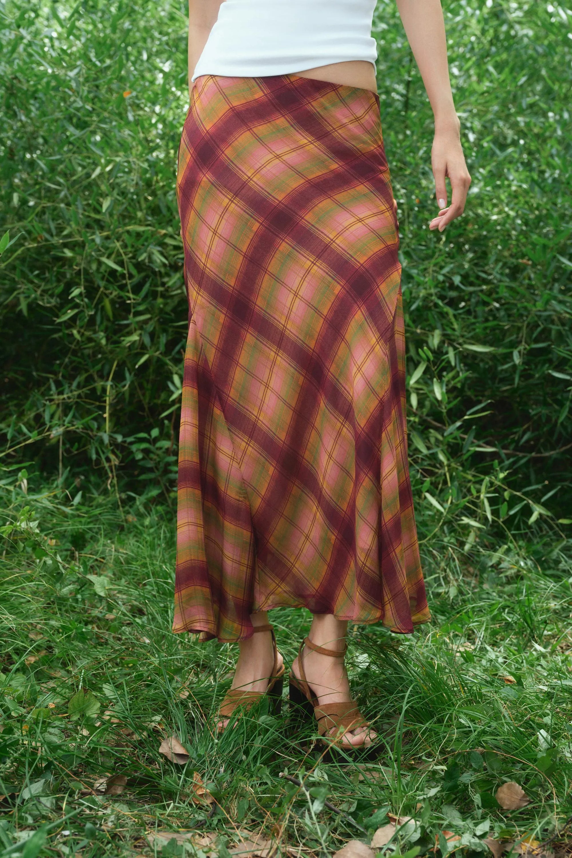 Plaid long skirt