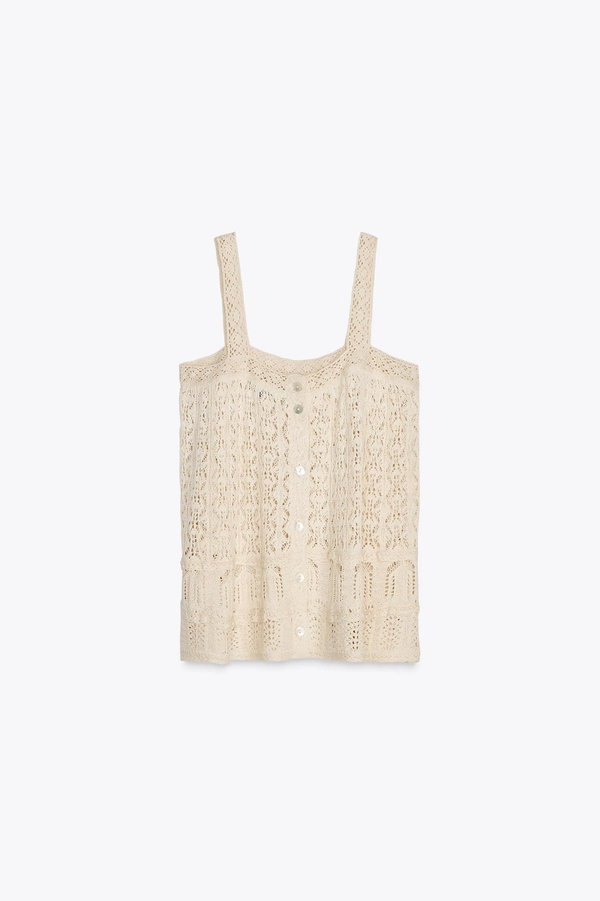 Pointelle knit lace trim top