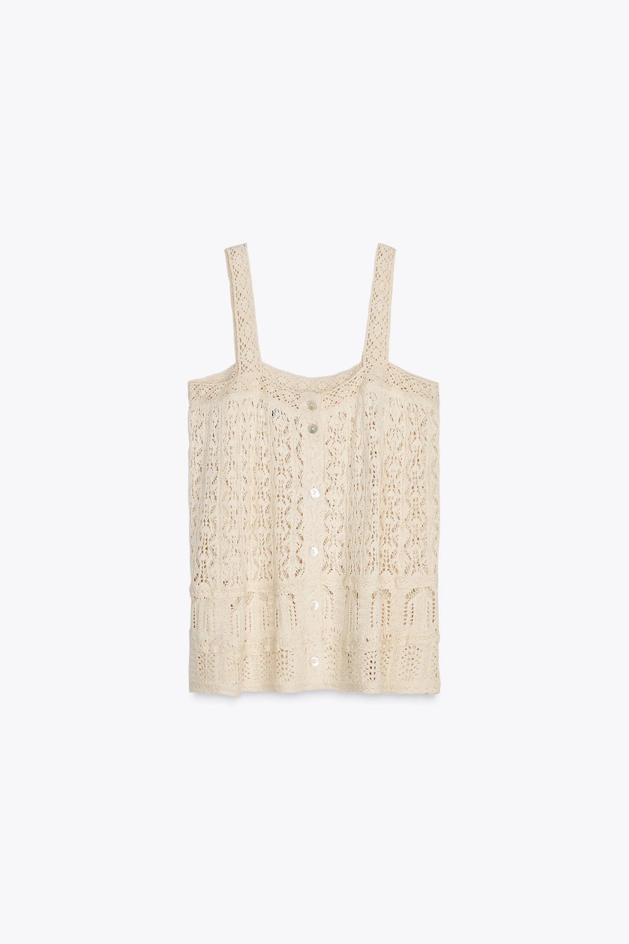 Pointelle knit lace trim top