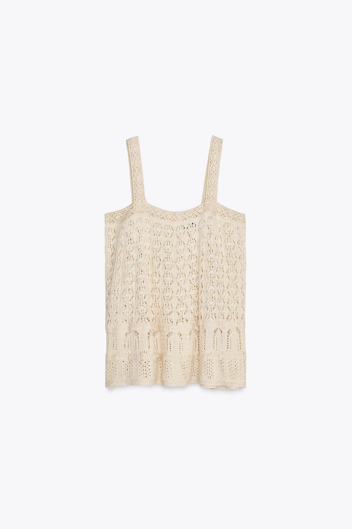Pointelle knit lace trim top