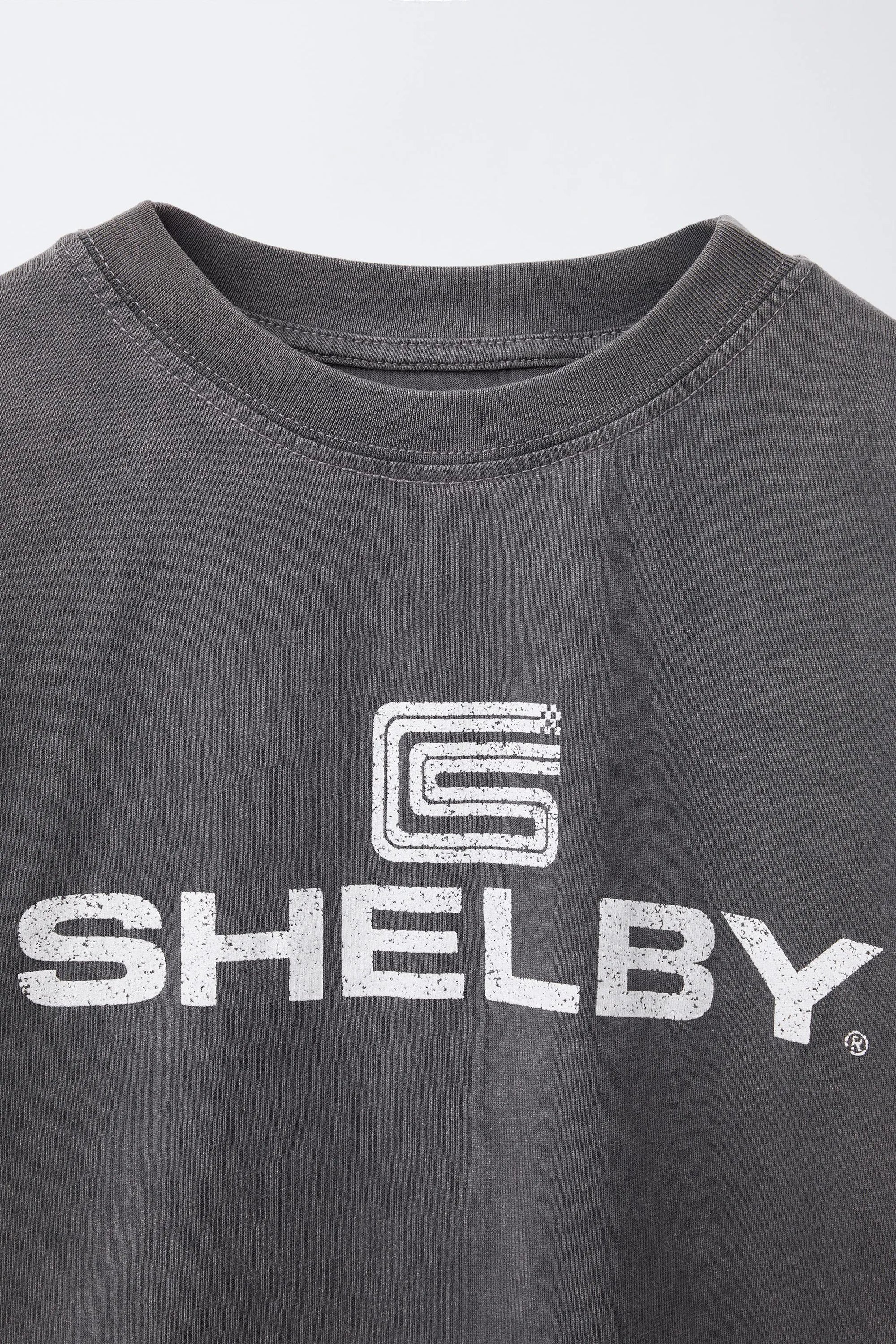 Faded-effect slogan print T-shirt