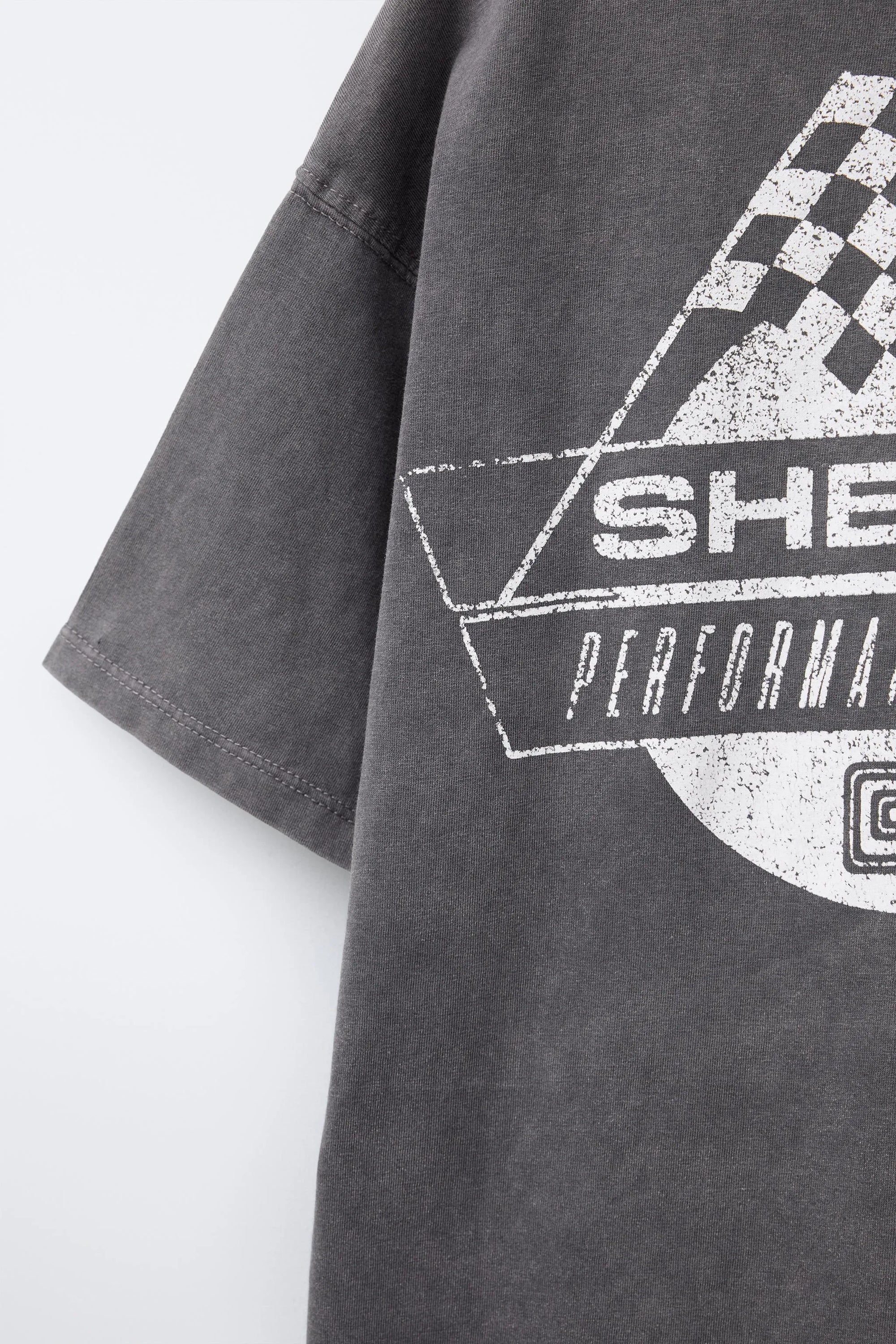 Faded-effect slogan print T-shirt