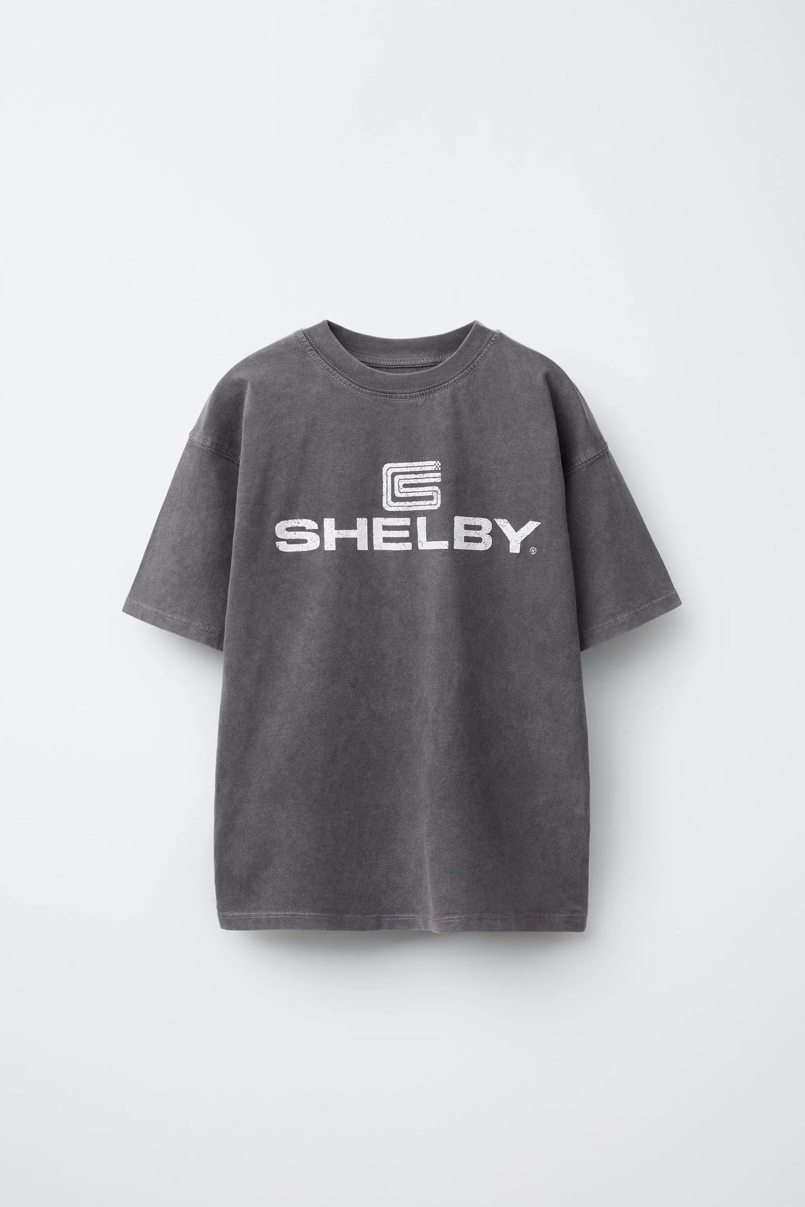 Faded-effect slogan print T-shirt