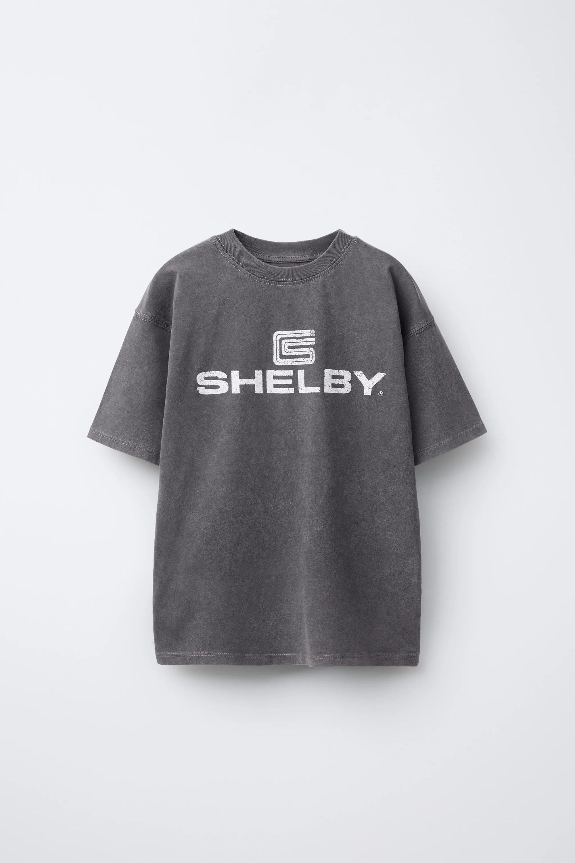 Faded-effect slogan print T-shirt