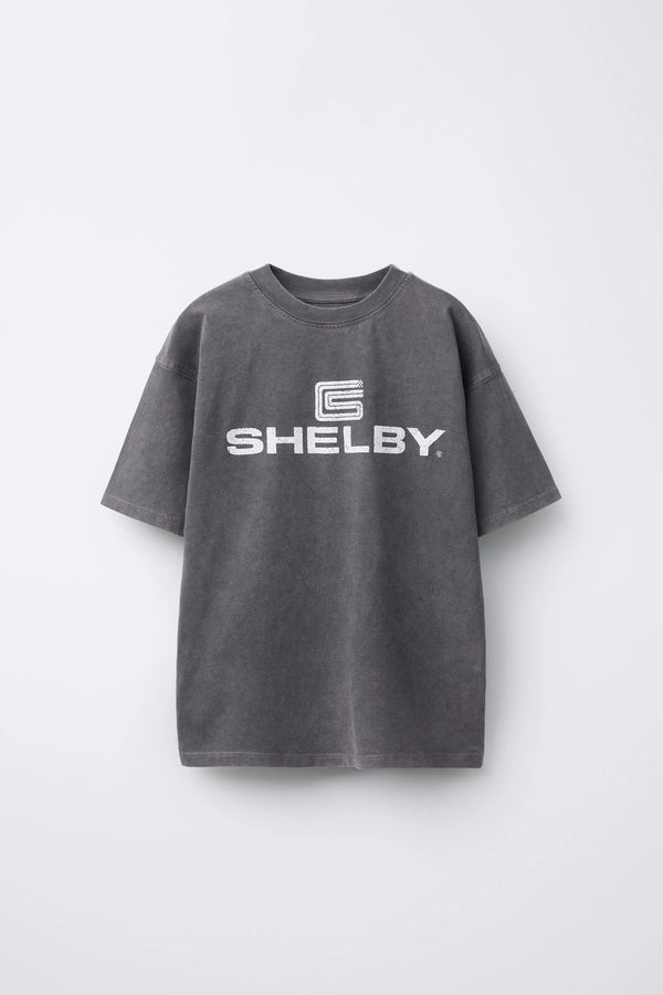 Faded-effect slogan print T-shirt