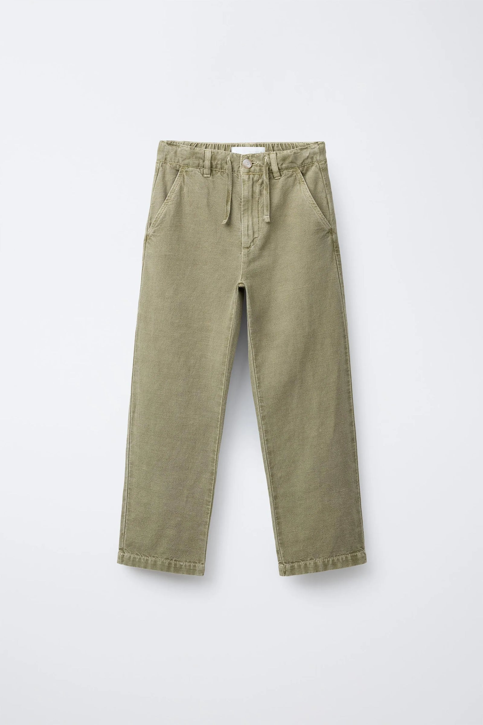 Cotton and linen straight-leg trousers