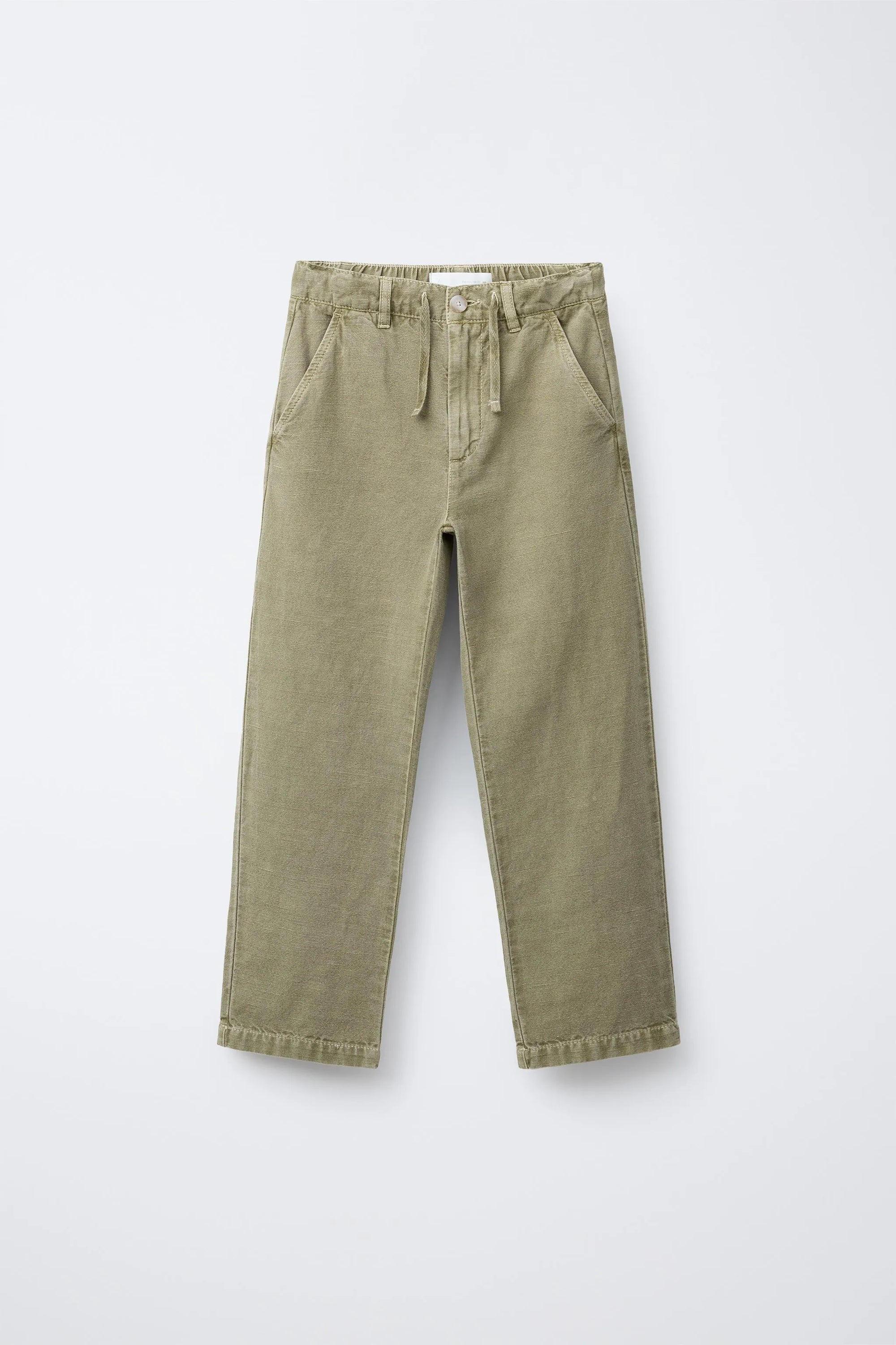 Cotton and linen straight-leg trousers