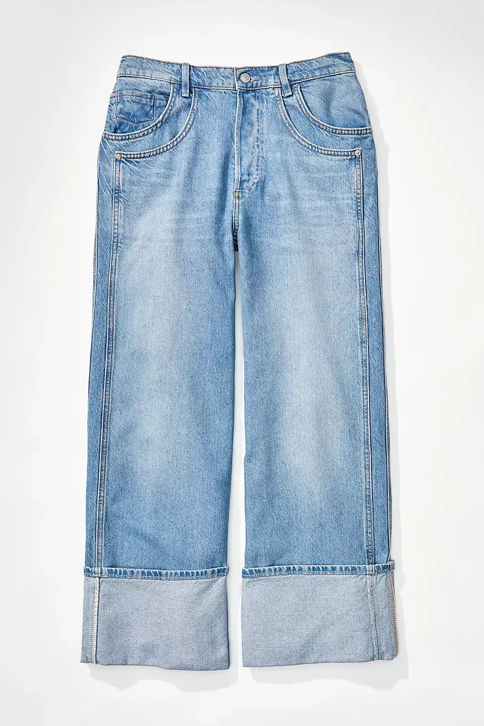 Cuffed low-rise jeans