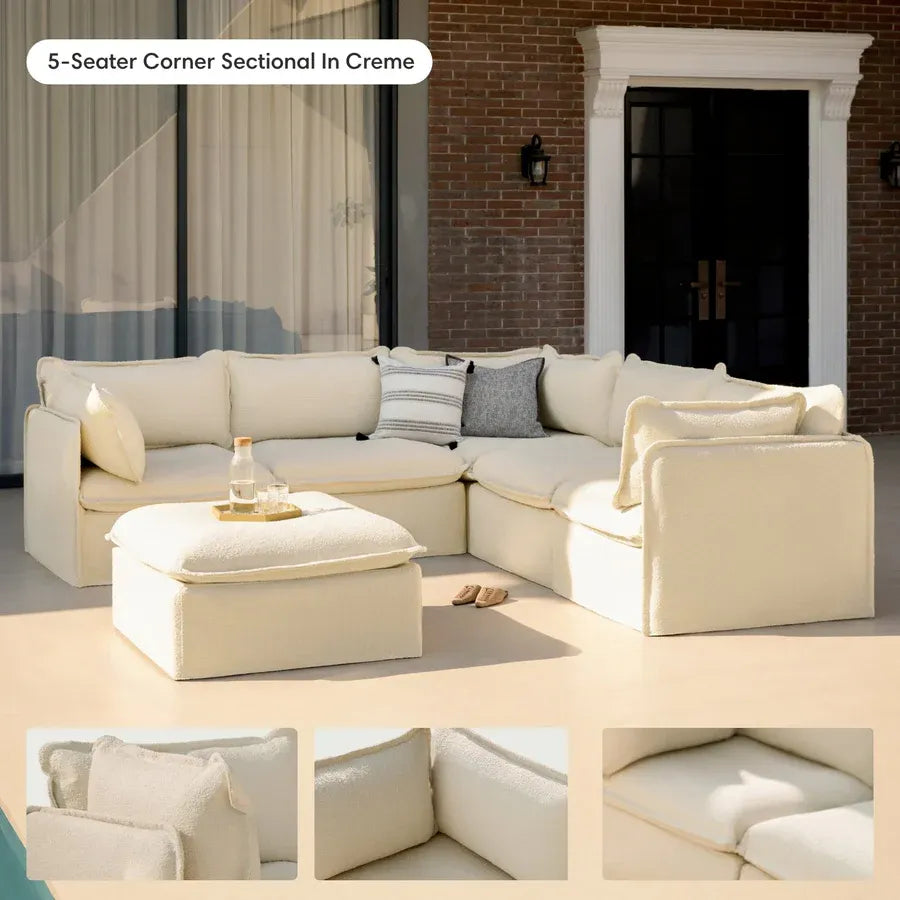 Modular Outdoor Washable 4-Seater | Alfresco Boucle in Creme