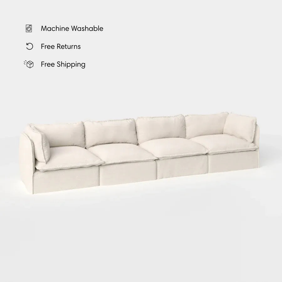Modular Outdoor Washable 4-Seater | Alfresco Boucle in Creme