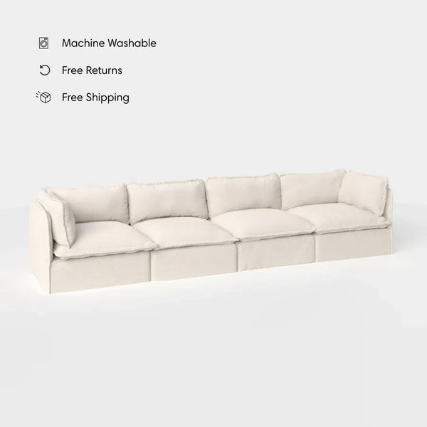 Modular Outdoor Washable 4-Seater | Alfresco Boucle in Creme