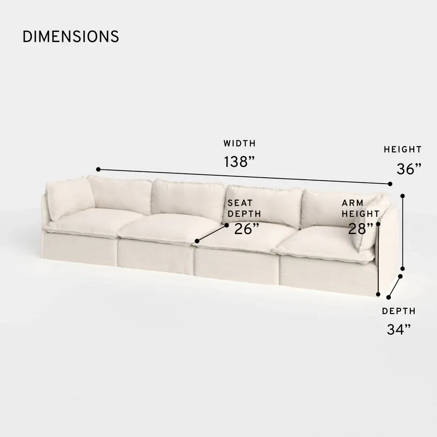 Modular Outdoor Washable 4-Seater | Alfresco Boucle in Creme