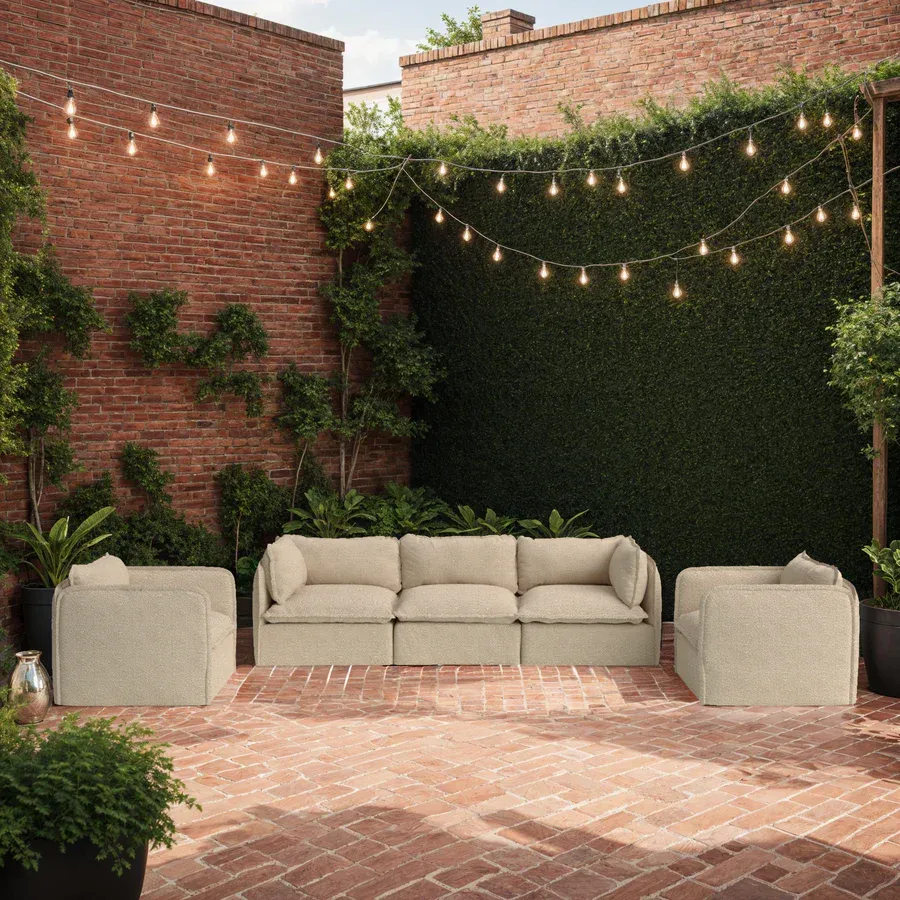 Modular Outdoor Washable 2-Seater | Alfresco Boucle in Cashew