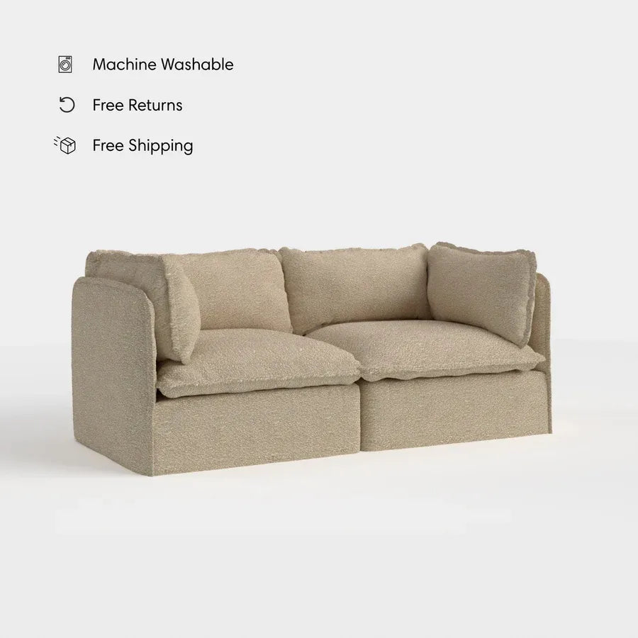 Modular Outdoor Washable 2-Seater | Alfresco Boucle in Cashew