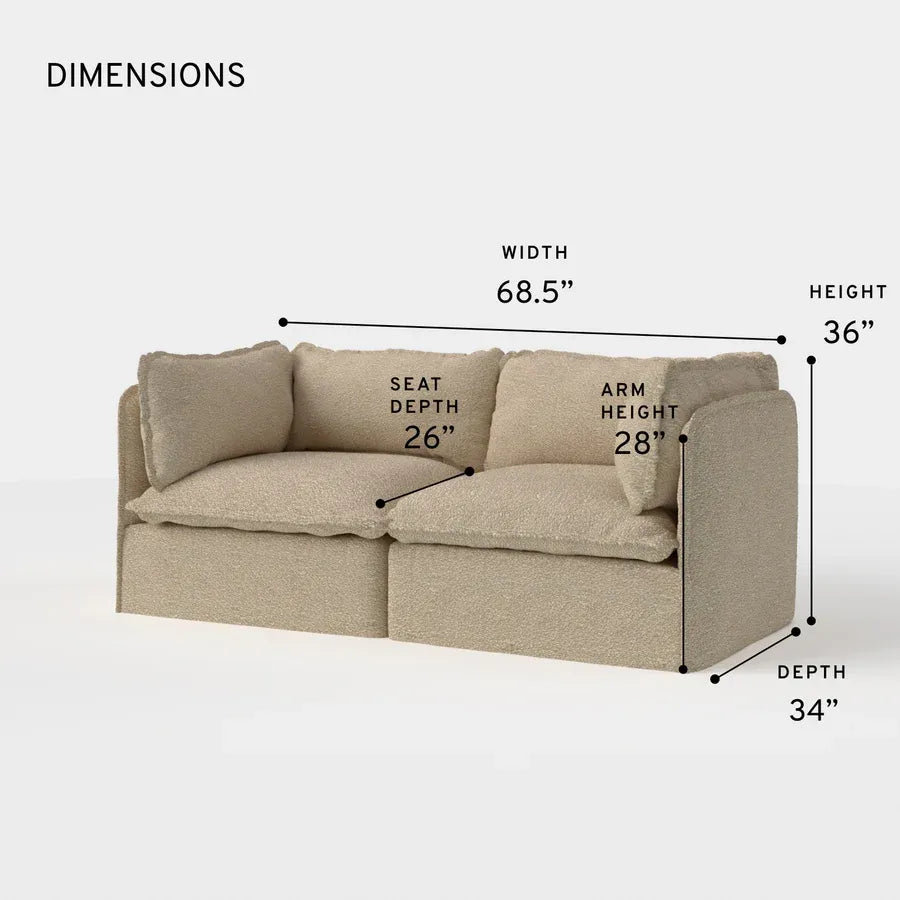 Modular Outdoor Washable 2-Seater | Alfresco Boucle in Cashew