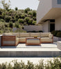 Modular Teak Outdoor Ottoman + Side Table | Alfresco Boucle in Cashew
