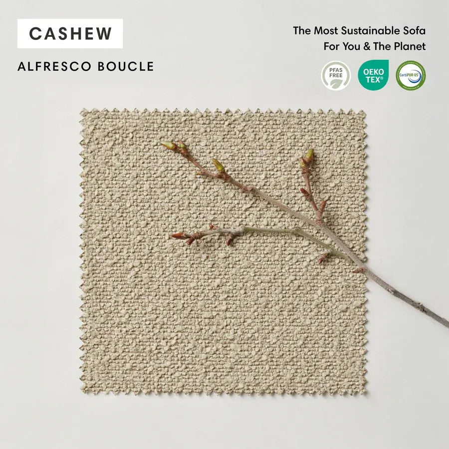 Modular Teak Outdoor Ottoman + Side Table | Alfresco Boucle in Cashew