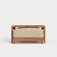 Modular Teak Outdoor Ottoman + Side Table | Alfresco Boucle in Cashew