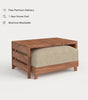 Modular Teak Outdoor Ottoman + Side Table | Alfresco Boucle in Cashew
